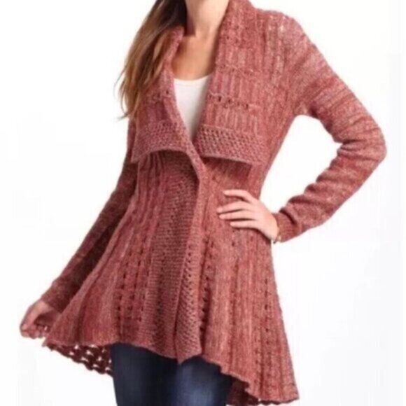 ROSIE NEIRA ANTHROPOLOGIE Alldays Cardigan Rust Brown Red Long Sweater NO BUTTON - Picture 1 of 15